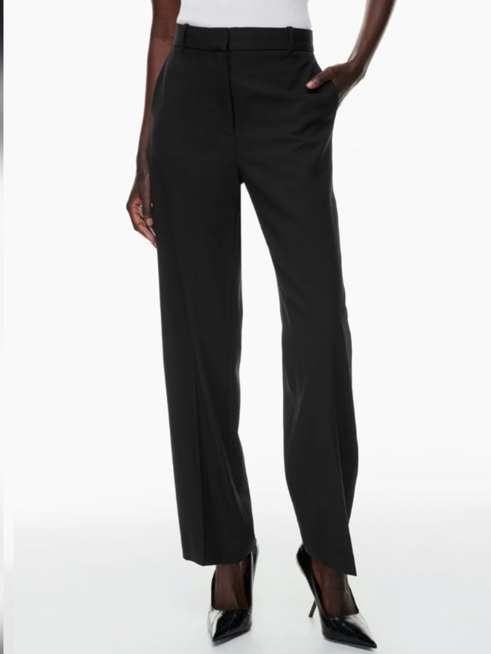 Babaton Agency Pant Black Straight Leg Sz 4 EUC Minimalist Workwear Classic Chic